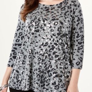 Roman's Holiday animal print sequin top size 22W